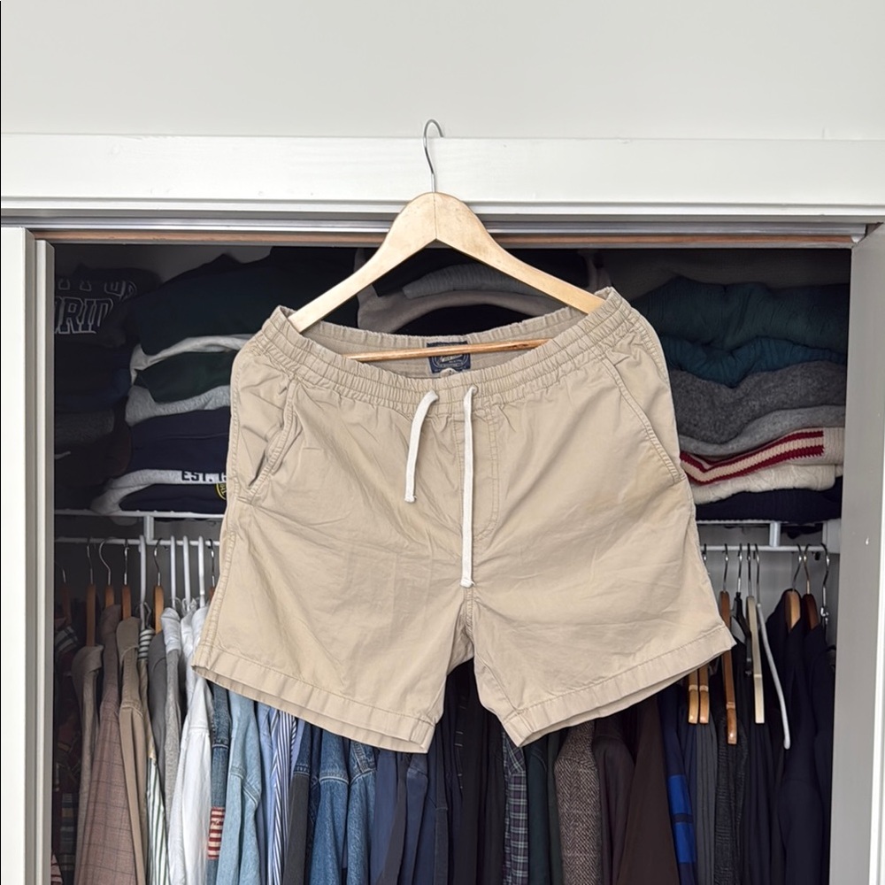 J. Crew Tan Flat Front Drawstring Pull on Shorts Lightweight Casual